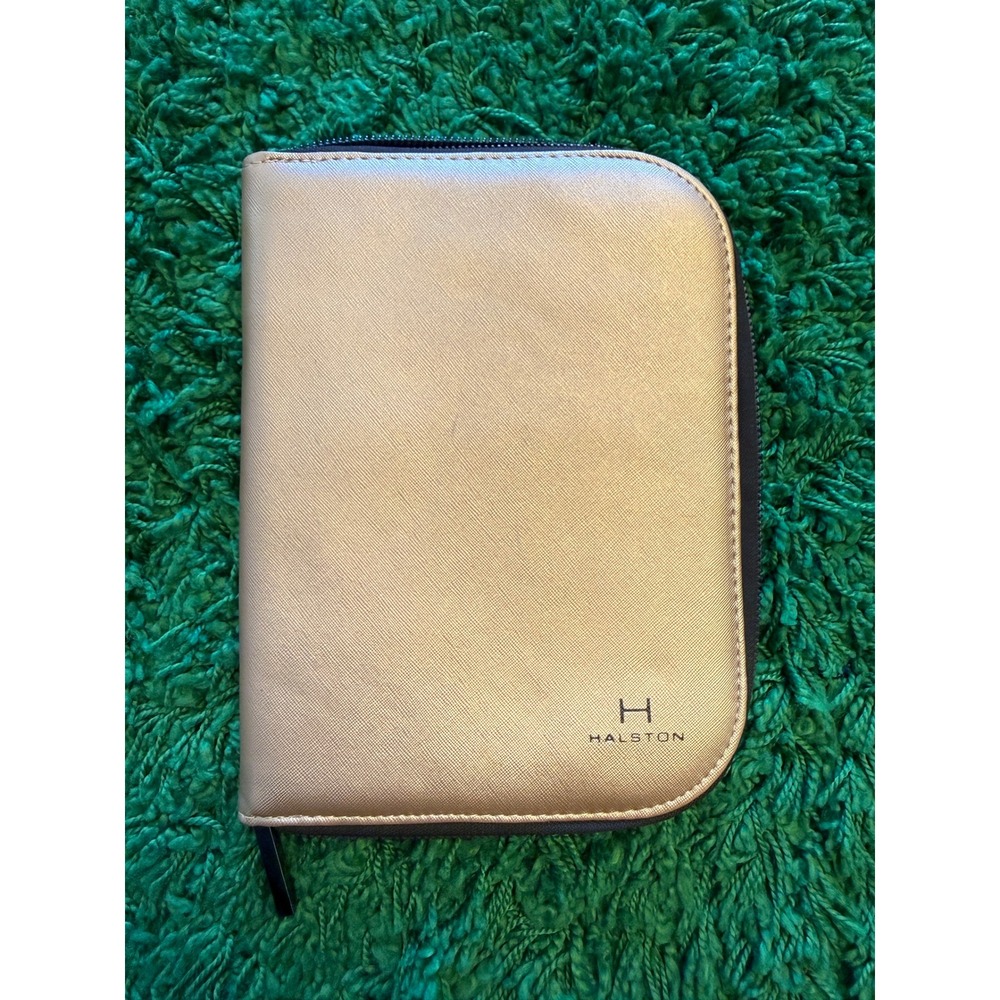 Halston Jewelry Organizer Case Women OS Gold Excellent Metallic Travel Portfolio
